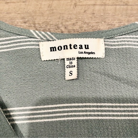 Flutter Sleeve Faux Wrap Top with Flounce Bottom and Tie - Picture 6 of 8